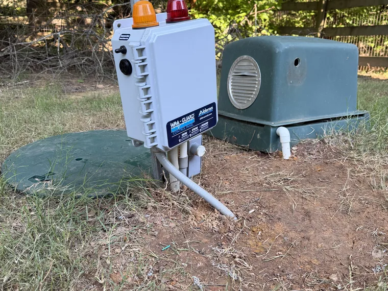 Septic alarm panel and tank riser serviced together in Savannah & the SC Low Country, Georgia